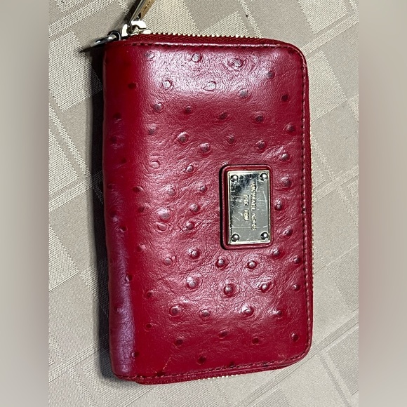 MICHAEL Michael Kors Handbags - Michael Kors Zip Around Women’s Wallet Red Leather 3.5” X 5.5” EUC